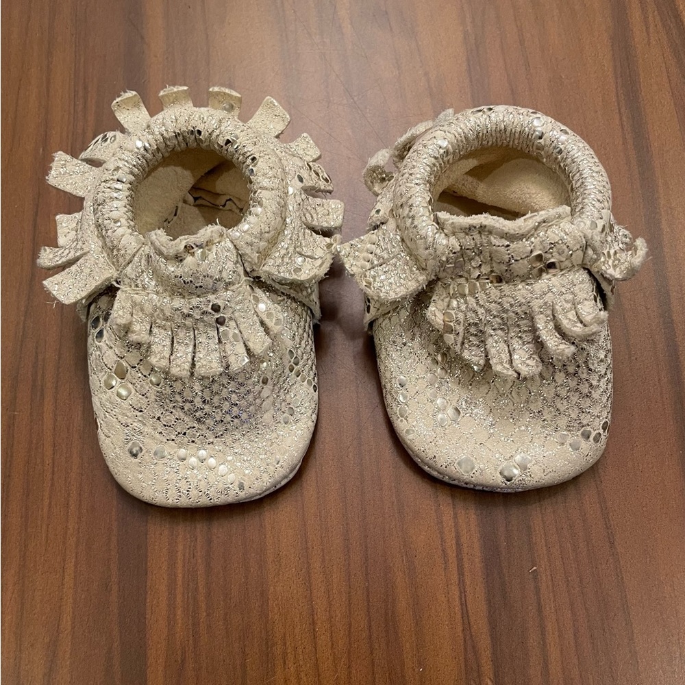Freshly Picked gold snake skin mocs